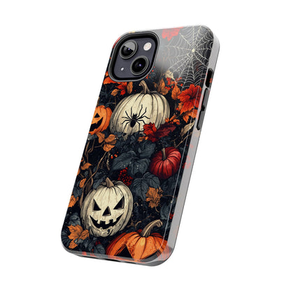 Hauntingly Elegant Halloween iPhone Case – Pumpkins, Spiders, and Autumn Leaves Design - BOGO Cases