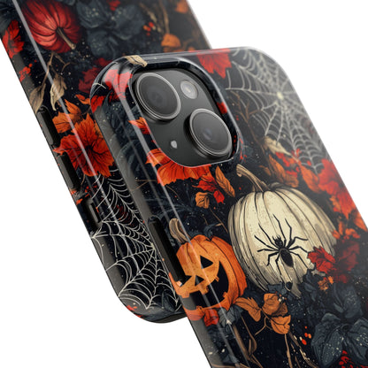 Hauntingly Elegant Halloween iPhone Case – Pumpkins, Spiders, and Autumn Leaves Design - BOGO Cases