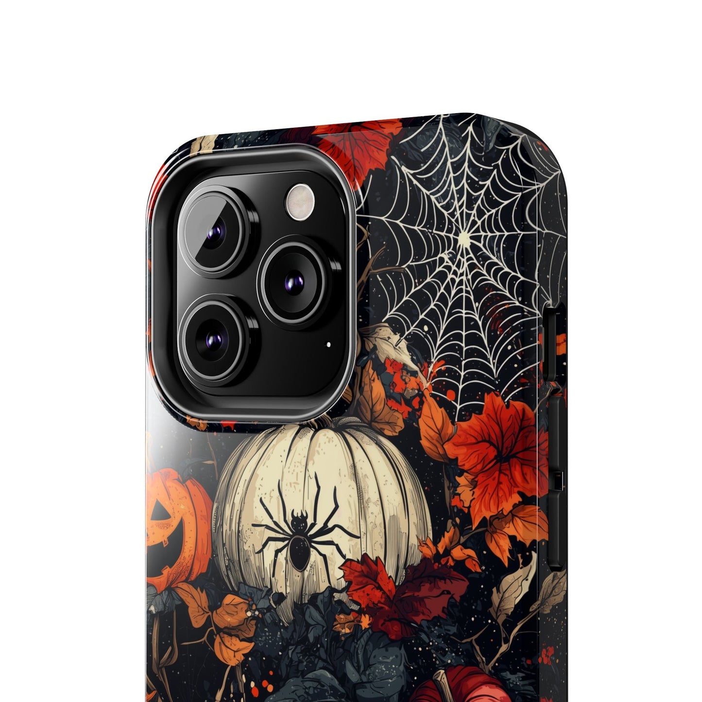 Hauntingly Elegant Halloween iPhone Case – Pumpkins, Spiders, and Autumn Leaves Design - BOGO Cases