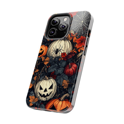 Hauntingly Elegant Halloween iPhone Case – Pumpkins, Spiders, and Autumn Leaves Design - BOGO Cases