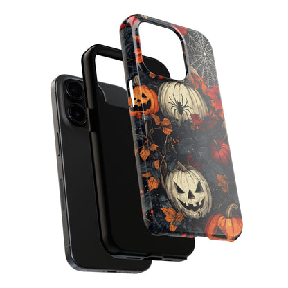 Hauntingly Elegant Halloween iPhone Case – Pumpkins, Spiders, and Autumn Leaves Design - BOGO Cases