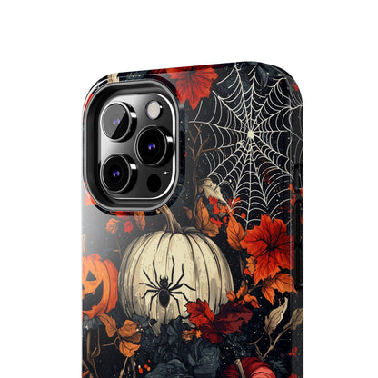 Hauntingly Elegant Halloween iPhone Case – Pumpkins, Spiders, and Autumn Leaves Design - BOGO Cases