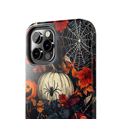 Hauntingly Elegant Halloween iPhone Case – Pumpkins, Spiders, and Autumn Leaves Design - BOGO Cases