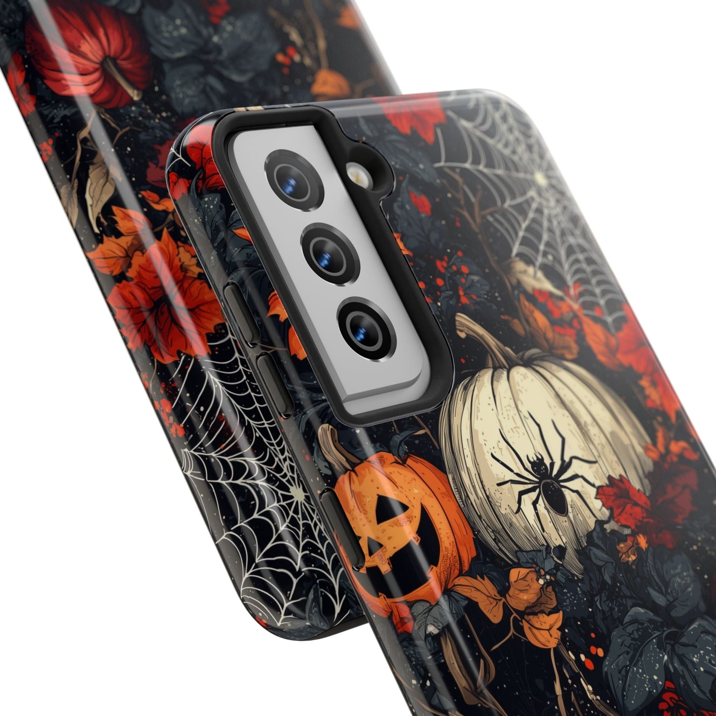 Hauntingly Elegant Halloween Samsung Galaxy Case – Pumpkins, Spiders, and Autumn Leaves Design - BOGO Cases