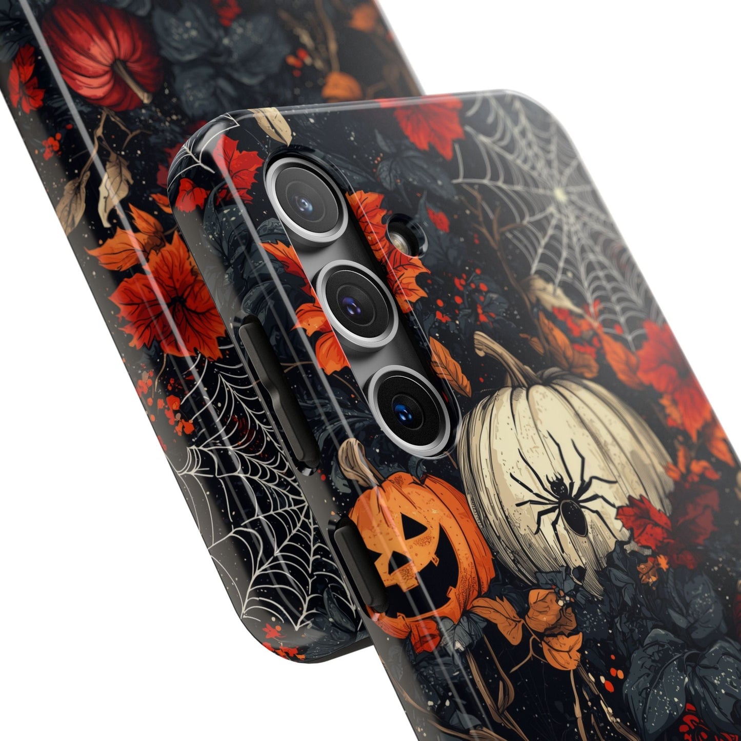 Hauntingly Elegant Halloween Samsung Galaxy Case – Pumpkins, Spiders, and Autumn Leaves Design - BOGO Cases