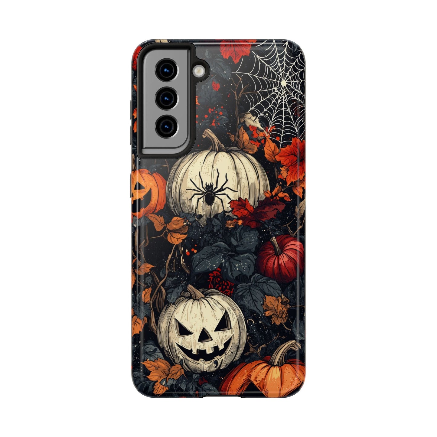 Hauntingly Elegant Halloween Samsung Galaxy Case – Pumpkins, Spiders, and Autumn Leaves Design - BOGO Cases