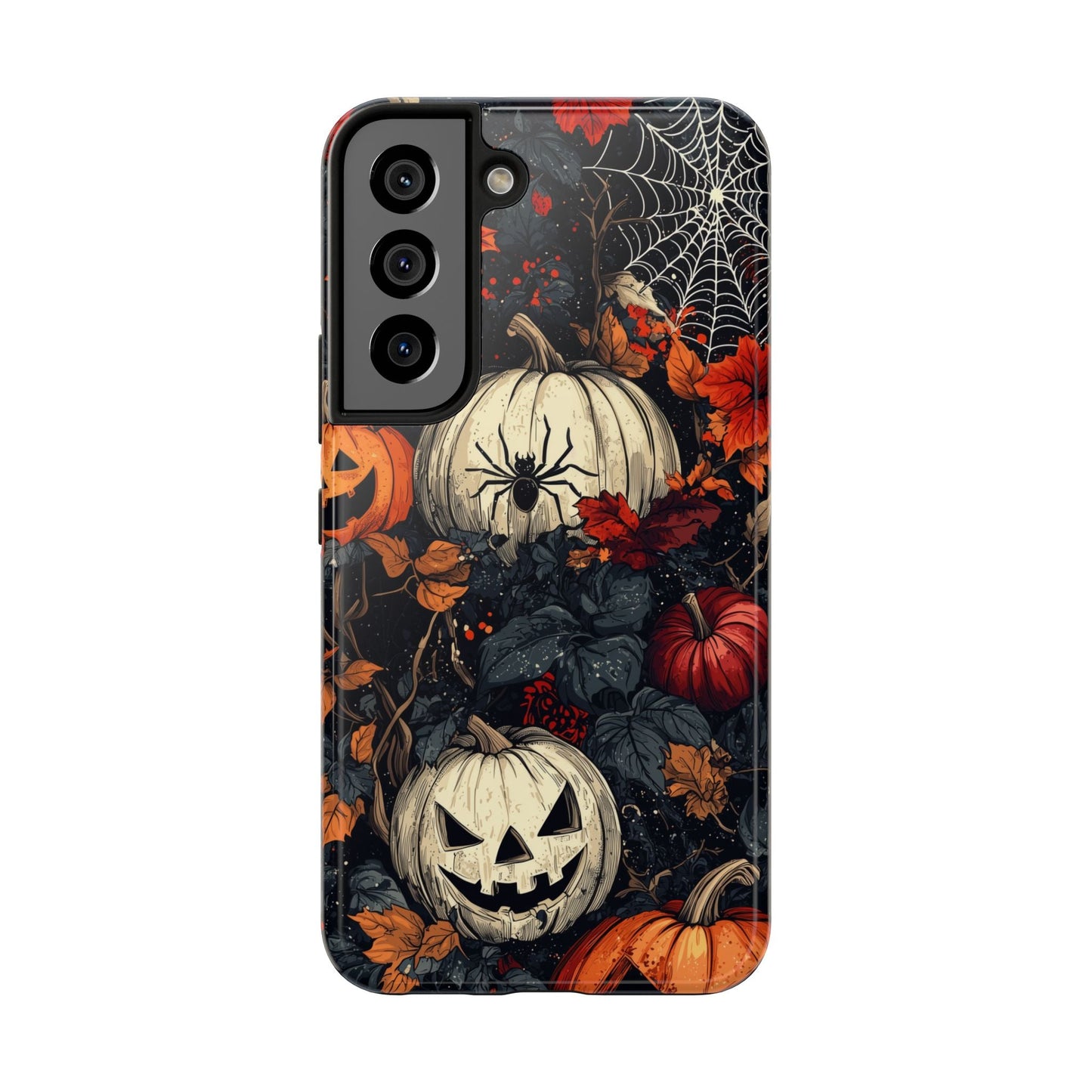 Hauntingly Elegant Halloween Samsung Galaxy Case – Pumpkins, Spiders, and Autumn Leaves Design - BOGO Cases