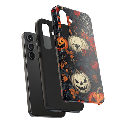 Hauntingly Elegant Halloween Samsung Galaxy Case – Pumpkins, Spiders, and Autumn Leaves Design - BOGO Cases