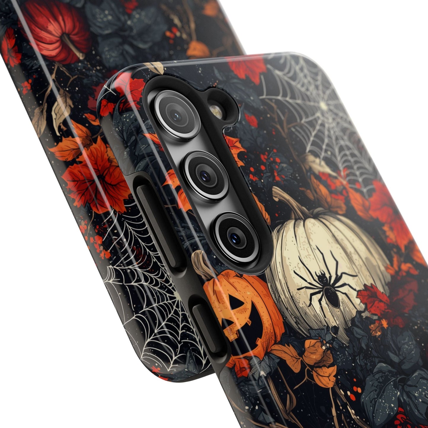 Hauntingly Elegant Halloween Samsung Galaxy Case – Pumpkins, Spiders, and Autumn Leaves Design - BOGO Cases