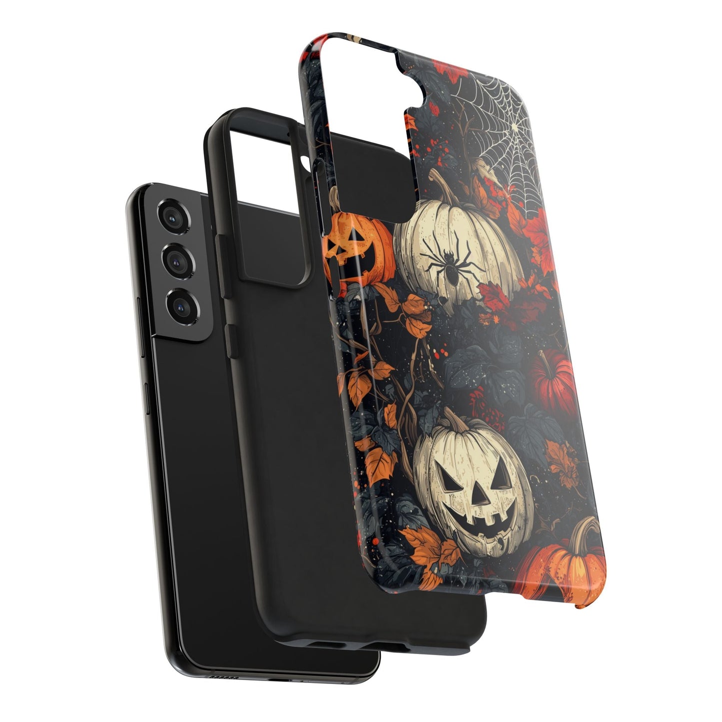 Hauntingly Elegant Halloween Samsung Galaxy Case – Pumpkins, Spiders, and Autumn Leaves Design - BOGO Cases