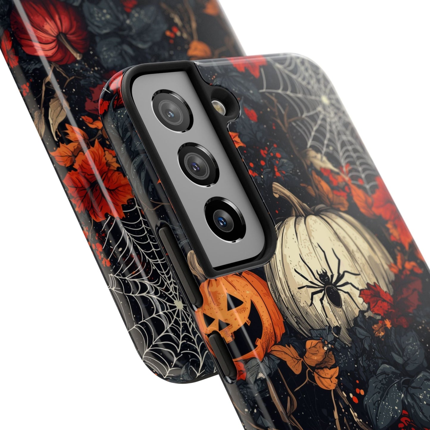 Hauntingly Elegant Halloween Samsung Galaxy Case – Pumpkins, Spiders, and Autumn Leaves Design - BOGO Cases