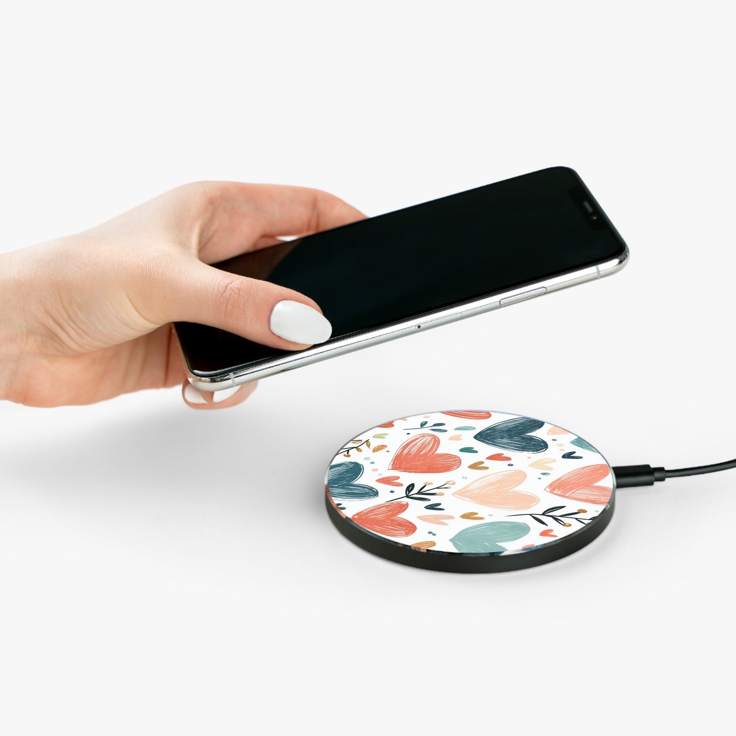 Heart Pattern Wireless Charger – Qi Compatible, Non - Slip Design - BOGO Cases