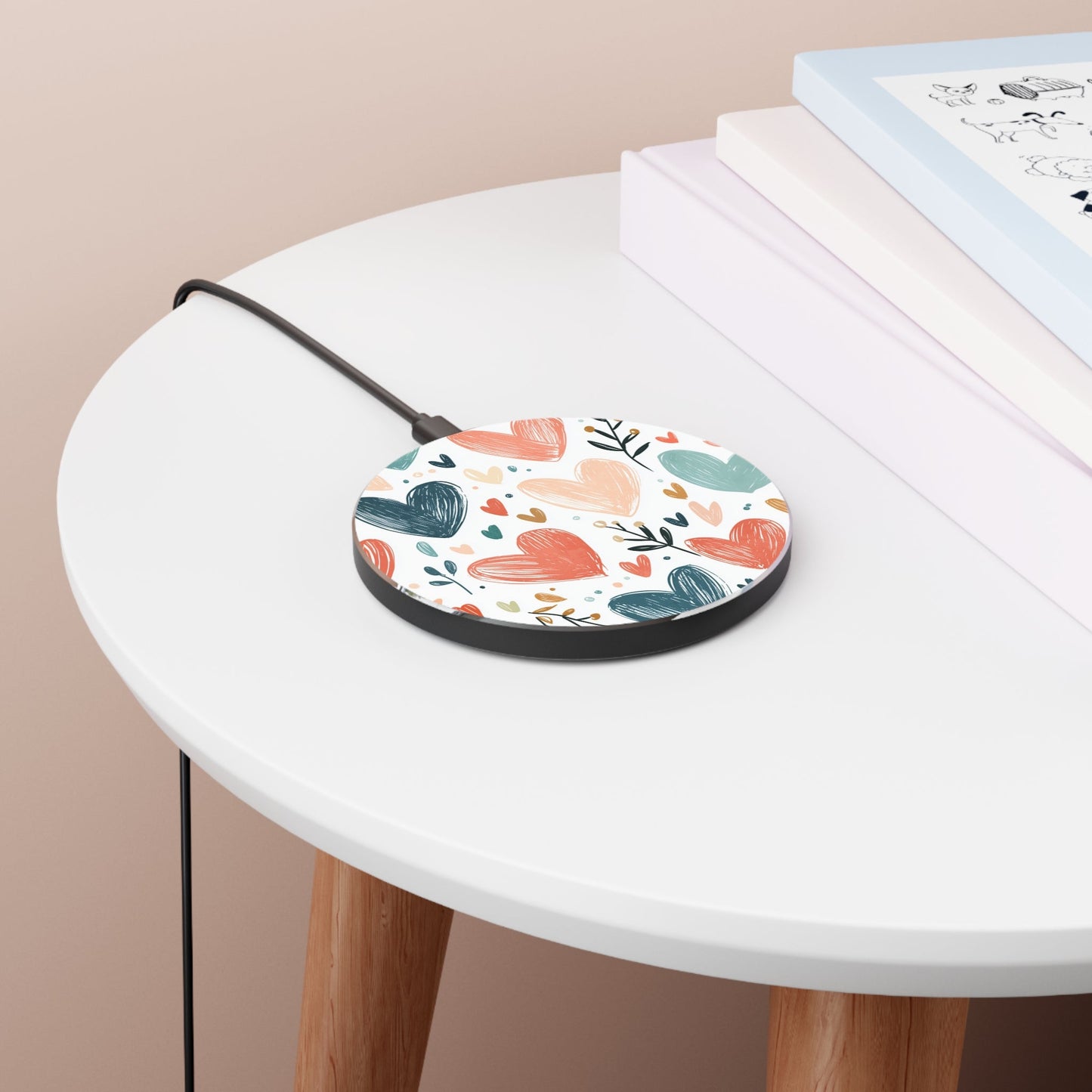 Heart Pattern Wireless Charger – Qi Compatible, Non - Slip Design - BOGO Cases