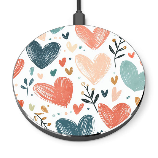 Heart Pattern Wireless Charger – Qi Compatible, Non - Slip Design - BOGO Cases
