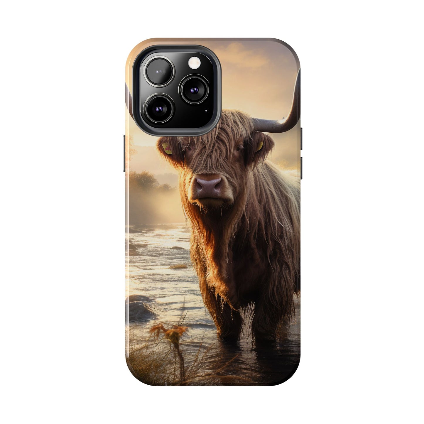 Highland Cow iPhone Case - Rugged Farmhouse Style Phone Cover, Western Cow Print iPhone Case, Shock Resistant & Wireless Charging Compatible - BOGO Cases