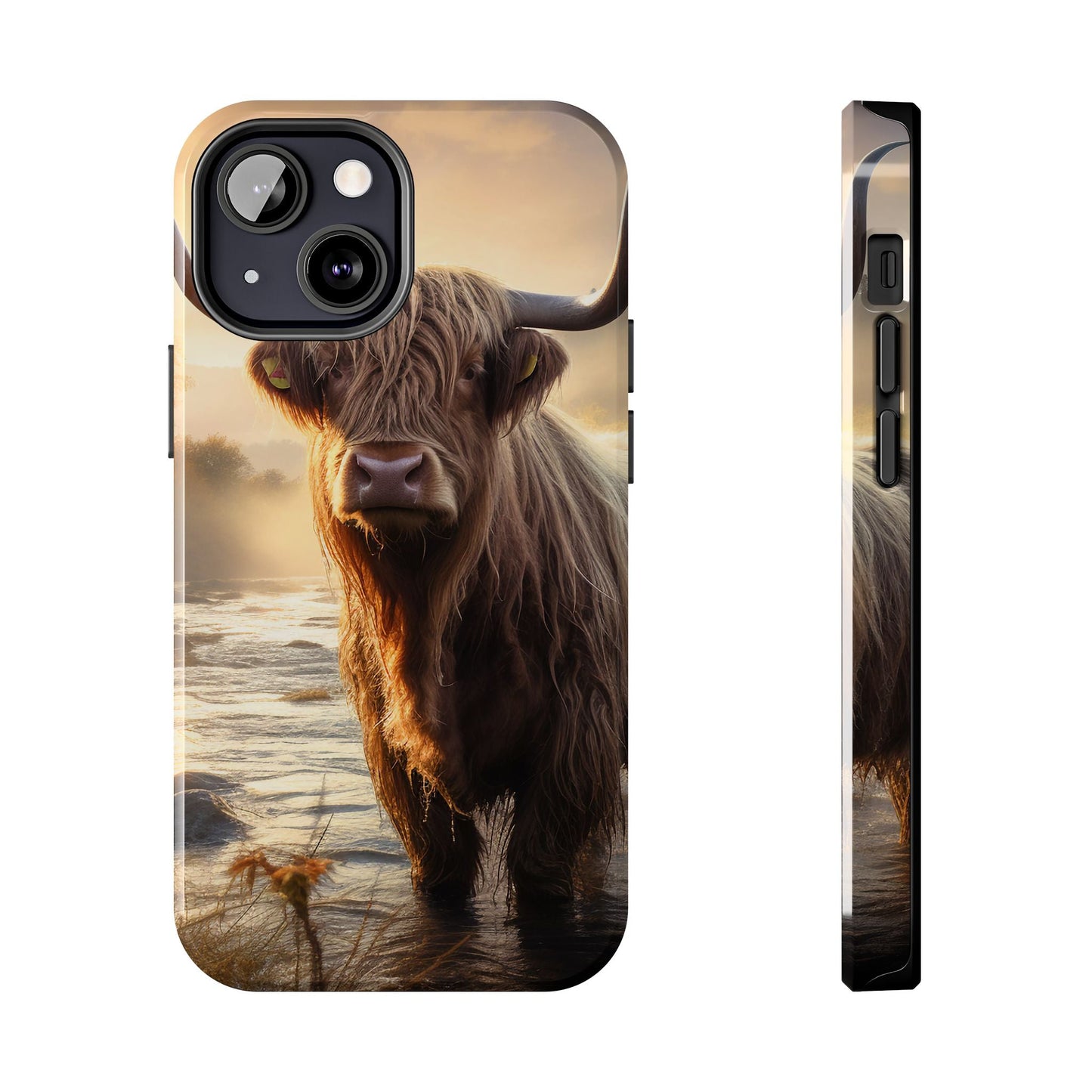 Highland Cow iPhone Case - Rugged Farmhouse Style Phone Cover, Western Cow Print iPhone Case, Shock Resistant & Wireless Charging Compatible - BOGO Cases