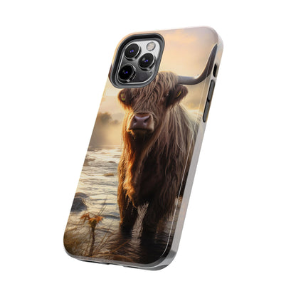 Highland Cow iPhone Case - Rugged Farmhouse Style Phone Cover, Western Cow Print iPhone Case, Shock Resistant & Wireless Charging Compatible - BOGO Cases