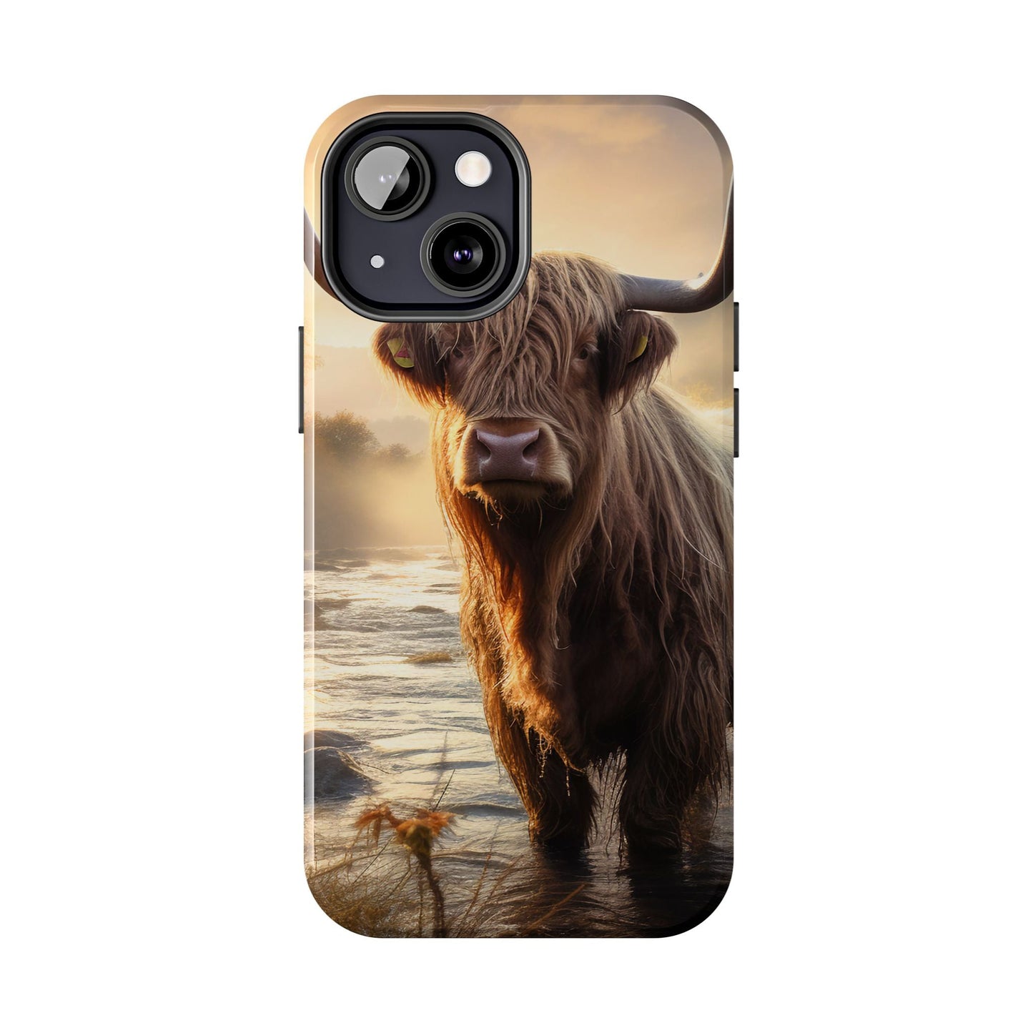 Highland Cow iPhone Case - Rugged Farmhouse Style Phone Cover, Western Cow Print iPhone Case, Shock Resistant & Wireless Charging Compatible - BOGO Cases