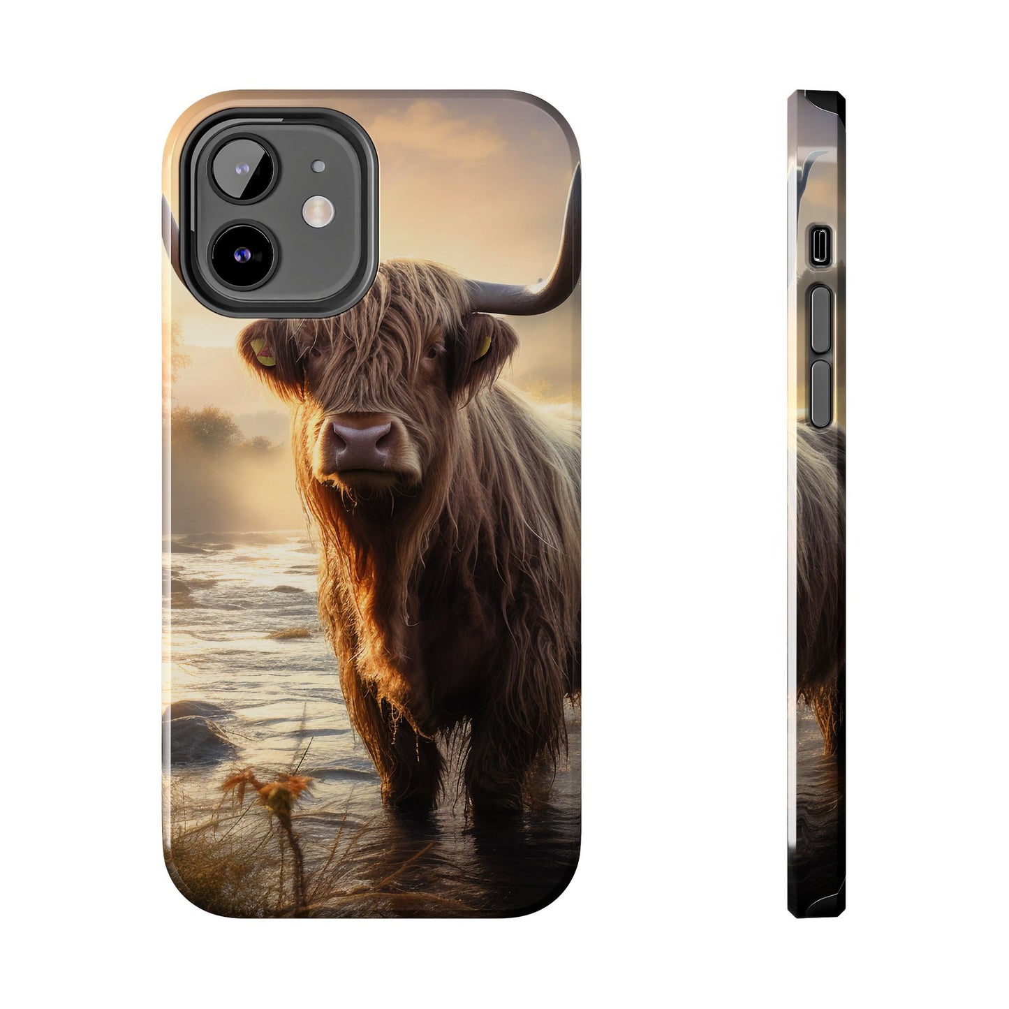 Highland Cow iPhone Case - Rugged Farmhouse Style Phone Cover, Western Cow Print iPhone Case, Shock Resistant & Wireless Charging Compatible - BOGO Cases