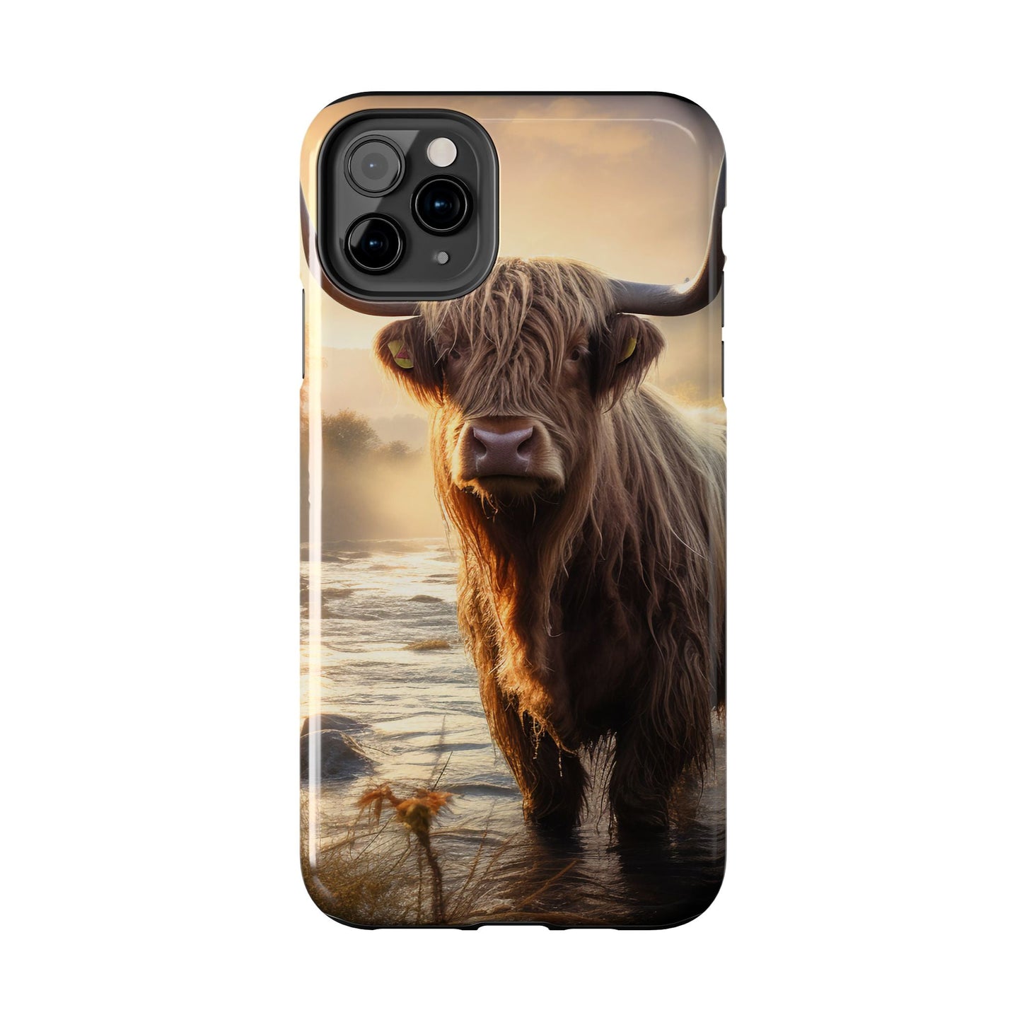 Highland Cow iPhone Case - Rugged Farmhouse Style Phone Cover, Western Cow Print iPhone Case, Shock Resistant & Wireless Charging Compatible - BOGO Cases