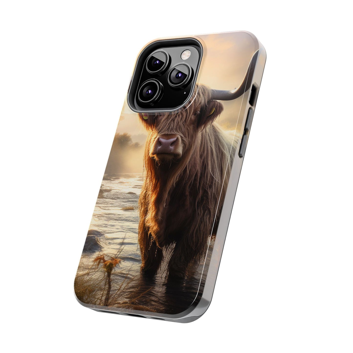 Highland Cow iPhone Case - Rugged Farmhouse Style Phone Cover, Western Cow Print iPhone Case, Shock Resistant & Wireless Charging Compatible - BOGO Cases