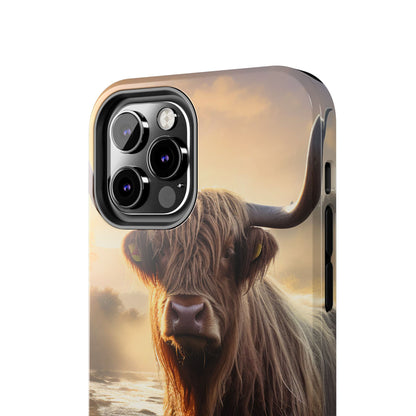 Highland Cow iPhone Case - Rugged Farmhouse Style Phone Cover, Western Cow Print iPhone Case, Shock Resistant & Wireless Charging Compatible - BOGO Cases