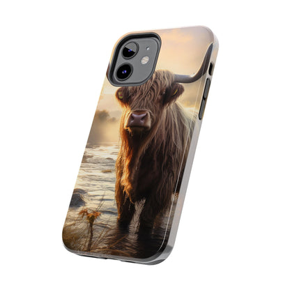 Highland Cow iPhone Case - Rugged Farmhouse Style Phone Cover, Western Cow Print iPhone Case, Shock Resistant & Wireless Charging Compatible - BOGO Cases