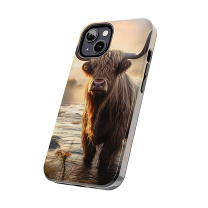 Highland Cow iPhone Case - Rugged Farmhouse Style Phone Cover, Western Cow Print iPhone Case, Shock Resistant & Wireless Charging Compatible - BOGO Cases