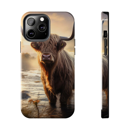 Highland Cow iPhone Case - Rugged Farmhouse Style Phone Cover, Western Cow Print iPhone Case, Shock Resistant & Wireless Charging Compatible - BOGO Cases