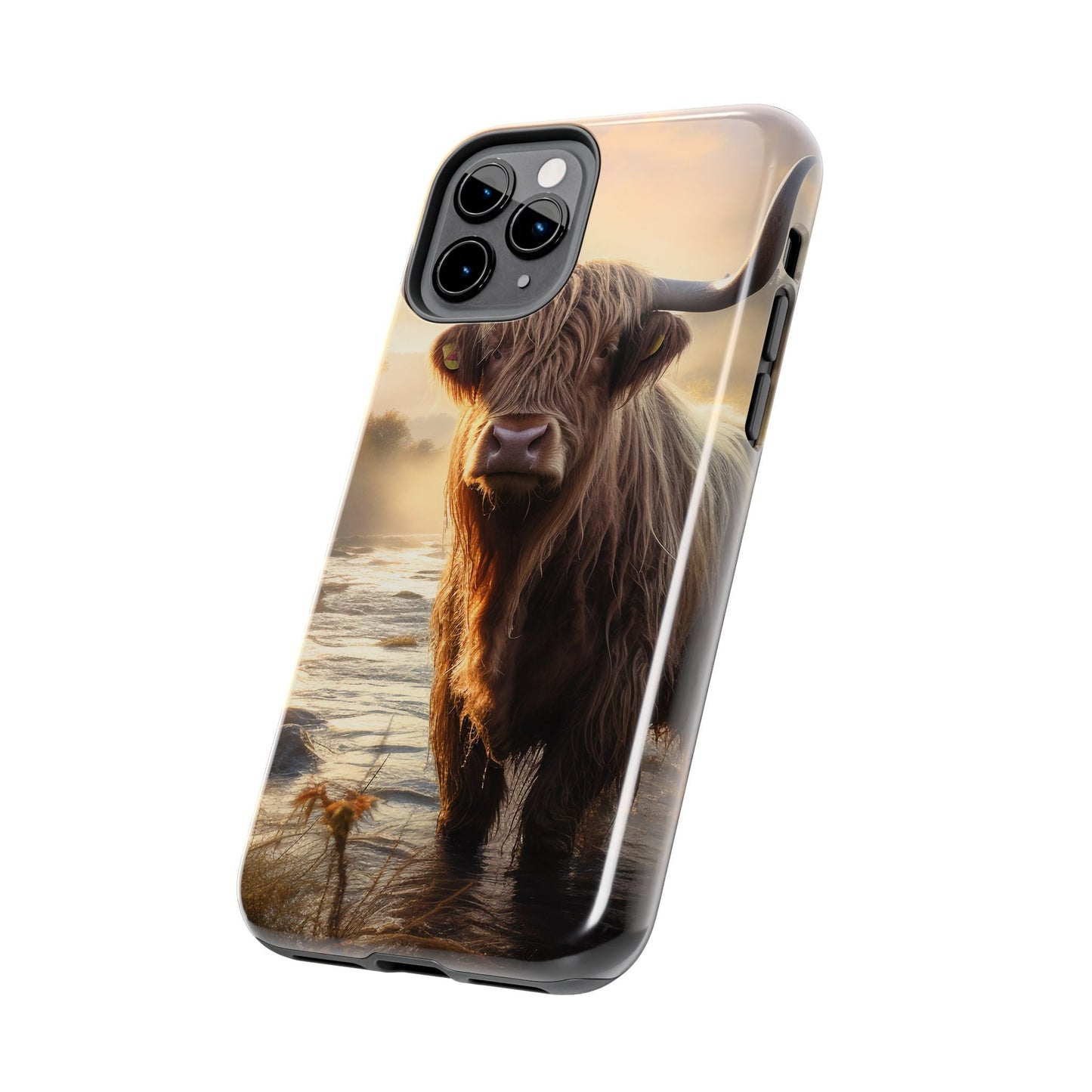 Highland Cow iPhone Case - Rugged Farmhouse Style Phone Cover, Western Cow Print iPhone Case, Shock Resistant & Wireless Charging Compatible - BOGO Cases