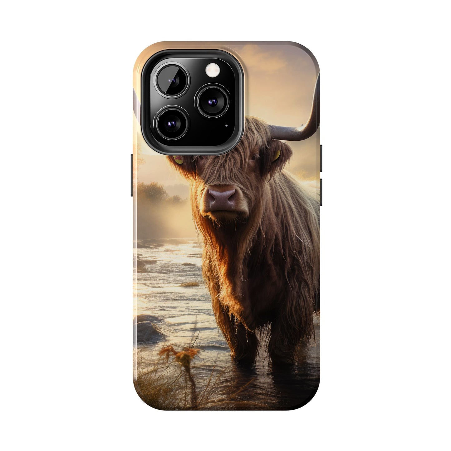 Highland Cow iPhone Case - Rugged Farmhouse Style Phone Cover, Western Cow Print iPhone Case, Shock Resistant & Wireless Charging Compatible - BOGO Cases