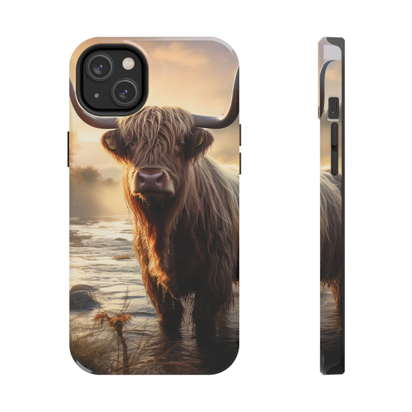 Highland Cow iPhone Case - Rugged Farmhouse Style Phone Cover, Western Cow Print iPhone Case, Shock Resistant & Wireless Charging Compatible - BOGO Cases