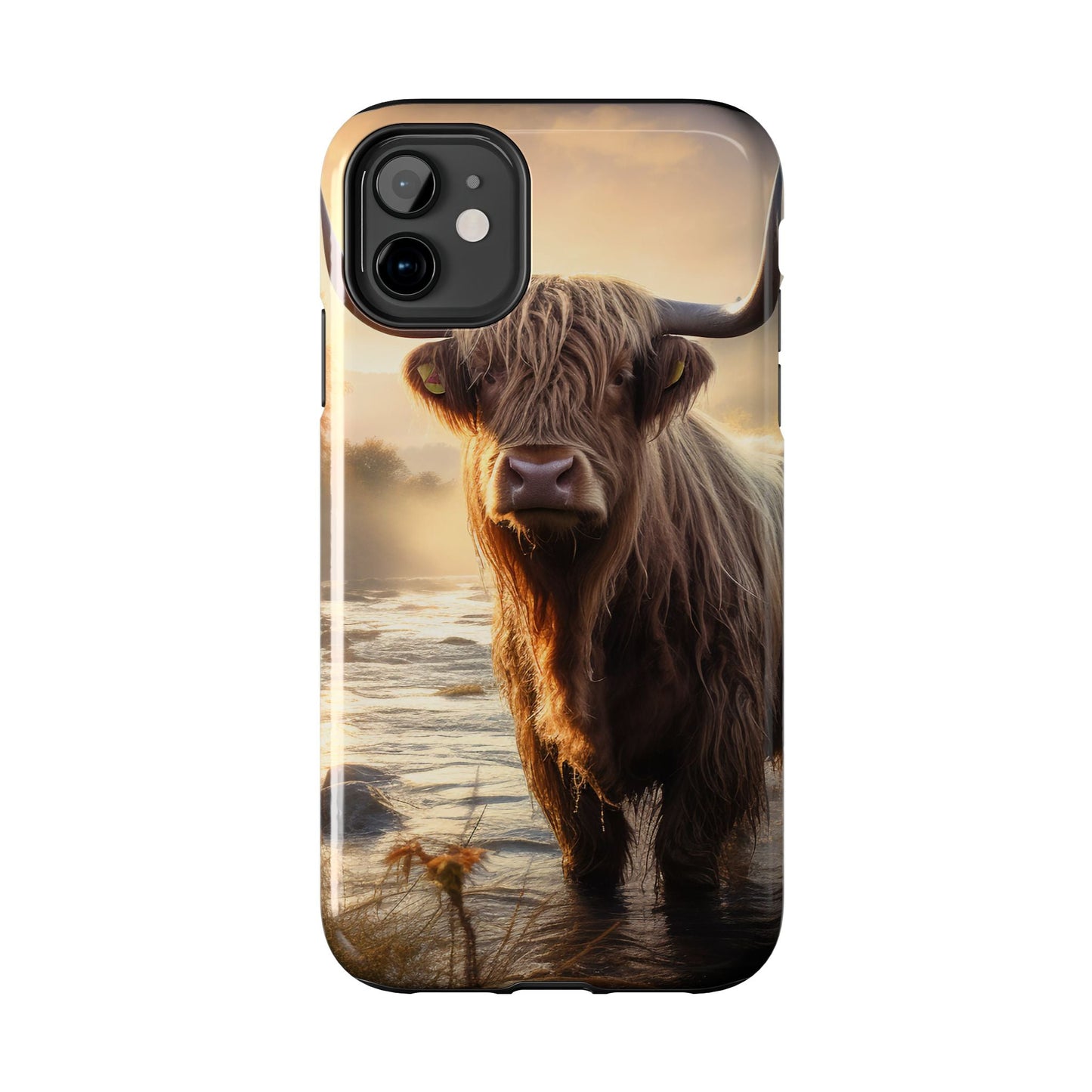 Highland Cow iPhone Case - Rugged Farmhouse Style Phone Cover, Western Cow Print iPhone Case, Shock Resistant & Wireless Charging Compatible - BOGO Cases