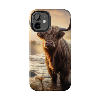 Highland Cow iPhone Case - Rugged Farmhouse Style Phone Cover, Western Cow Print iPhone Case, Shock Resistant & Wireless Charging Compatible - BOGO Cases