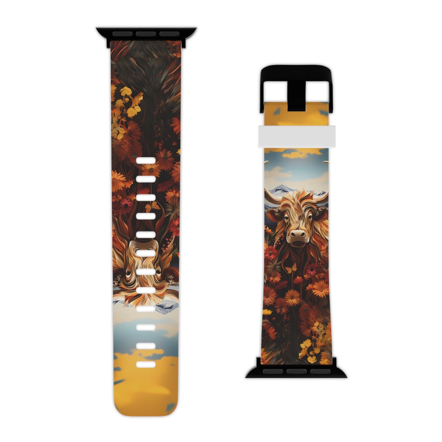 Highland Cow Origami Mountains Apple Watch Band - BOGO Cases