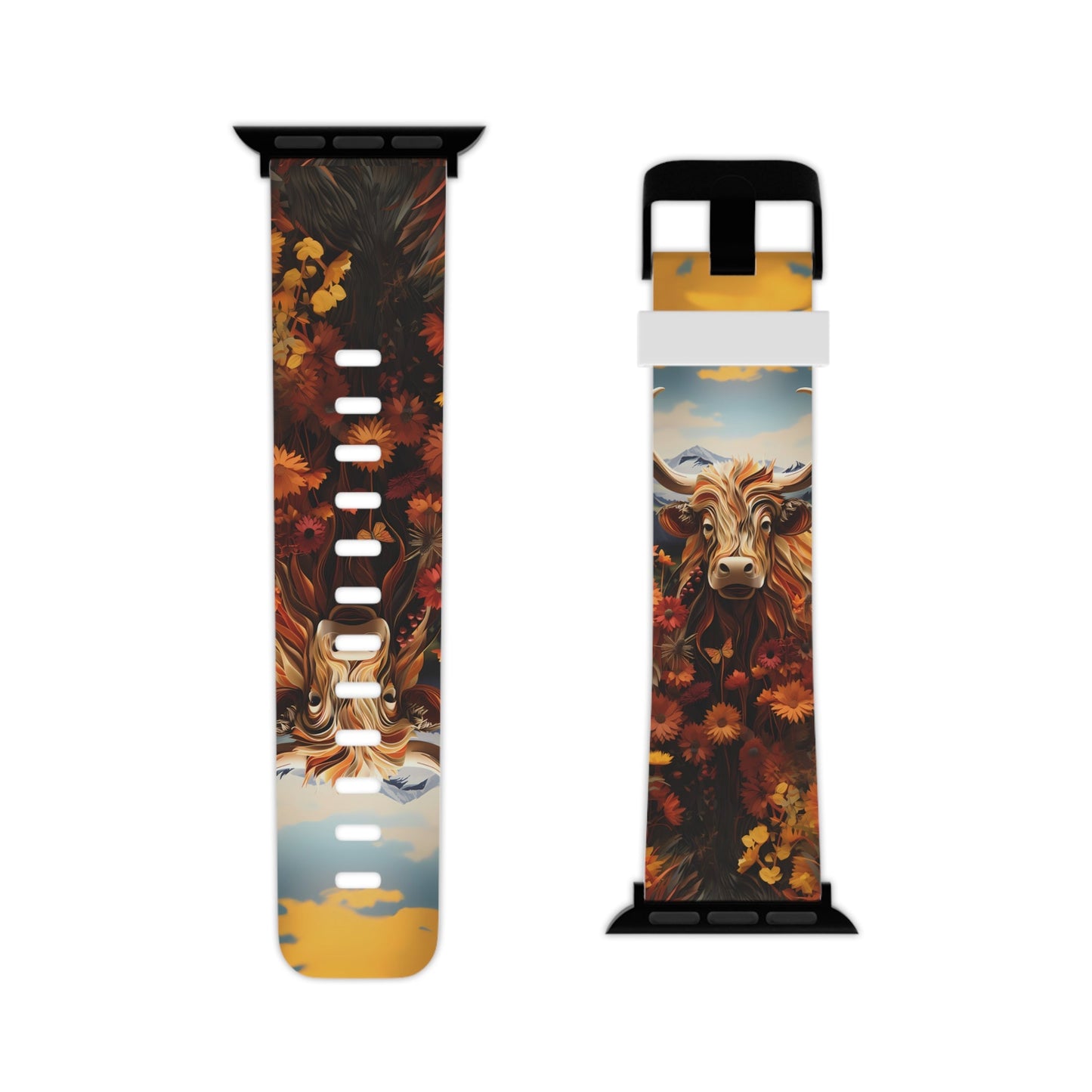 Highland Cow Origami Mountains Apple Watch Band - BOGO Cases