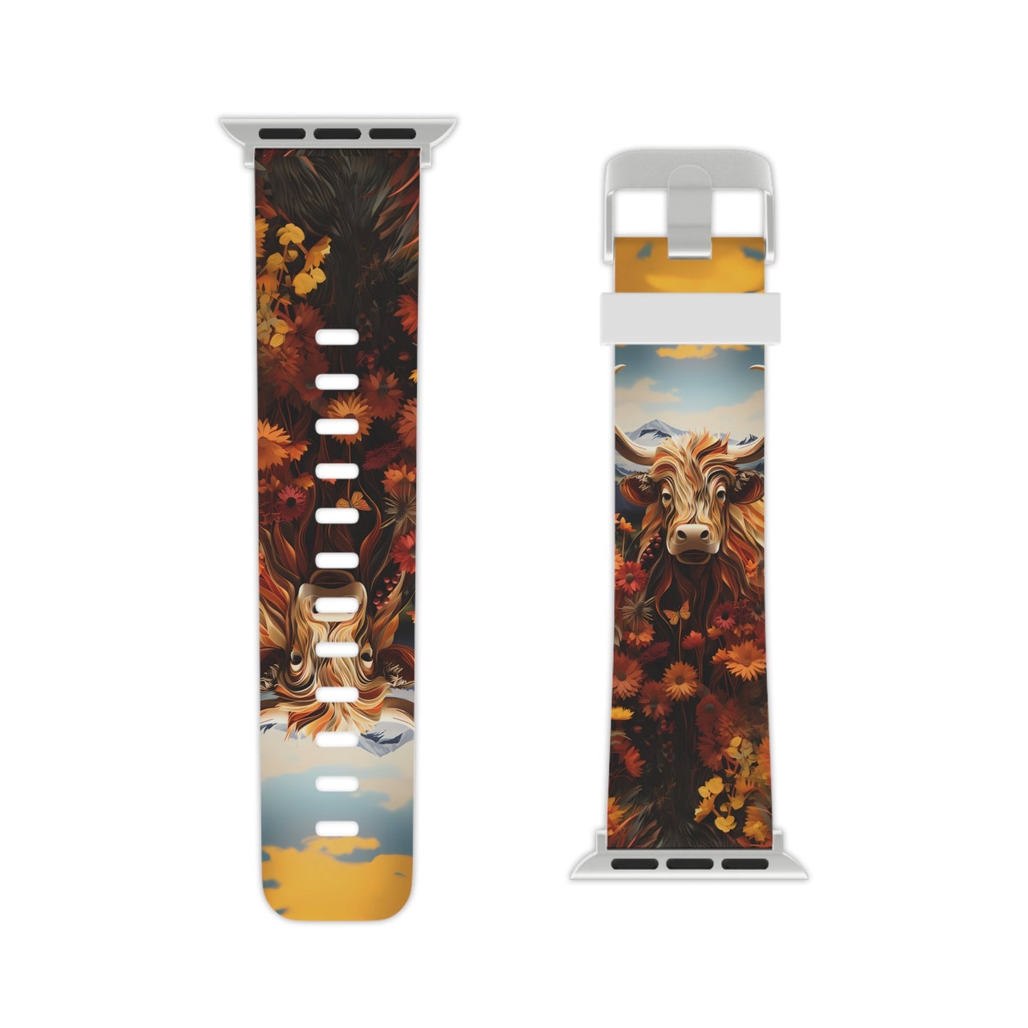 Highland Cow Origami Mountains Apple Watch Band - BOGO Cases