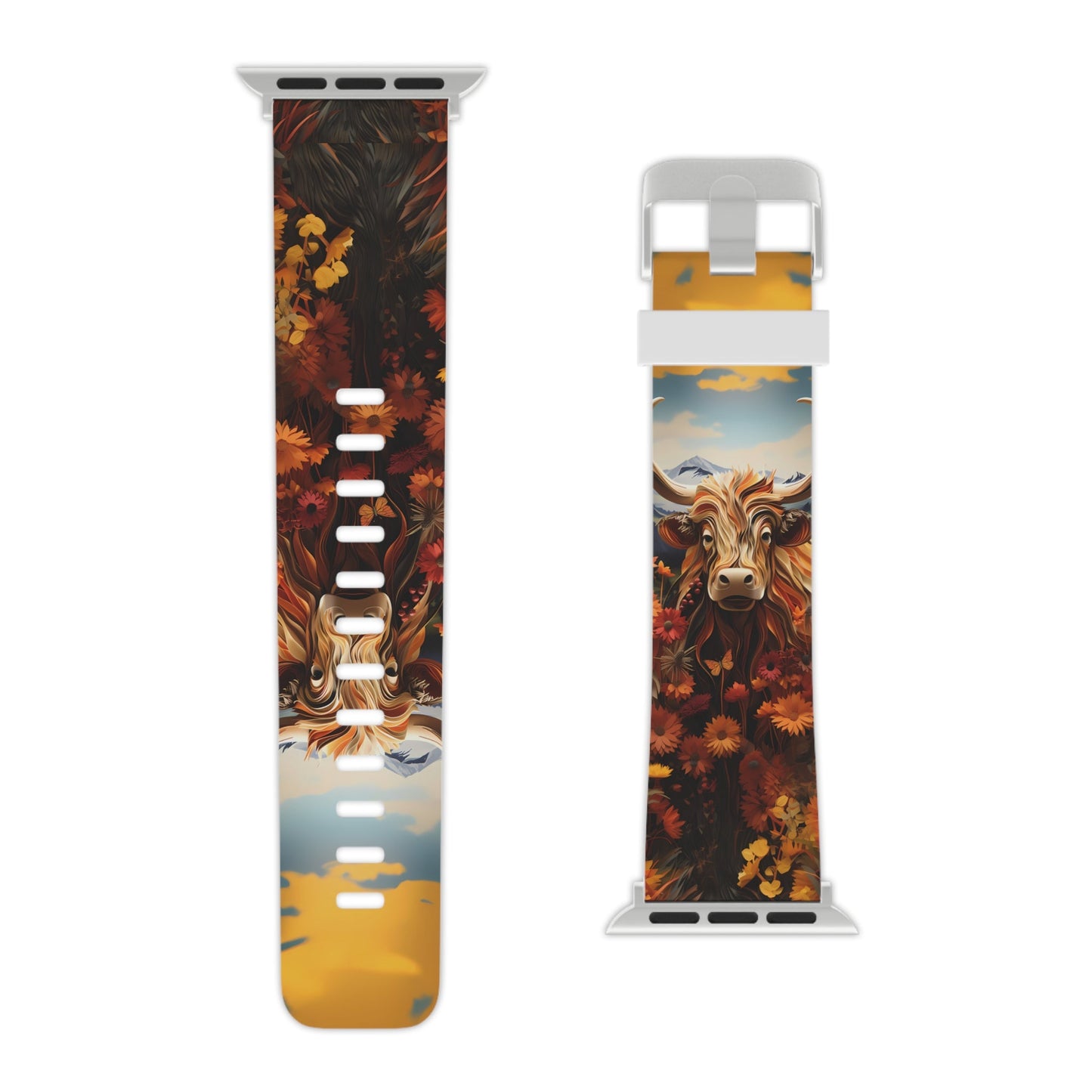 Highland Cow Origami Mountains Apple Watch Band - BOGO Cases