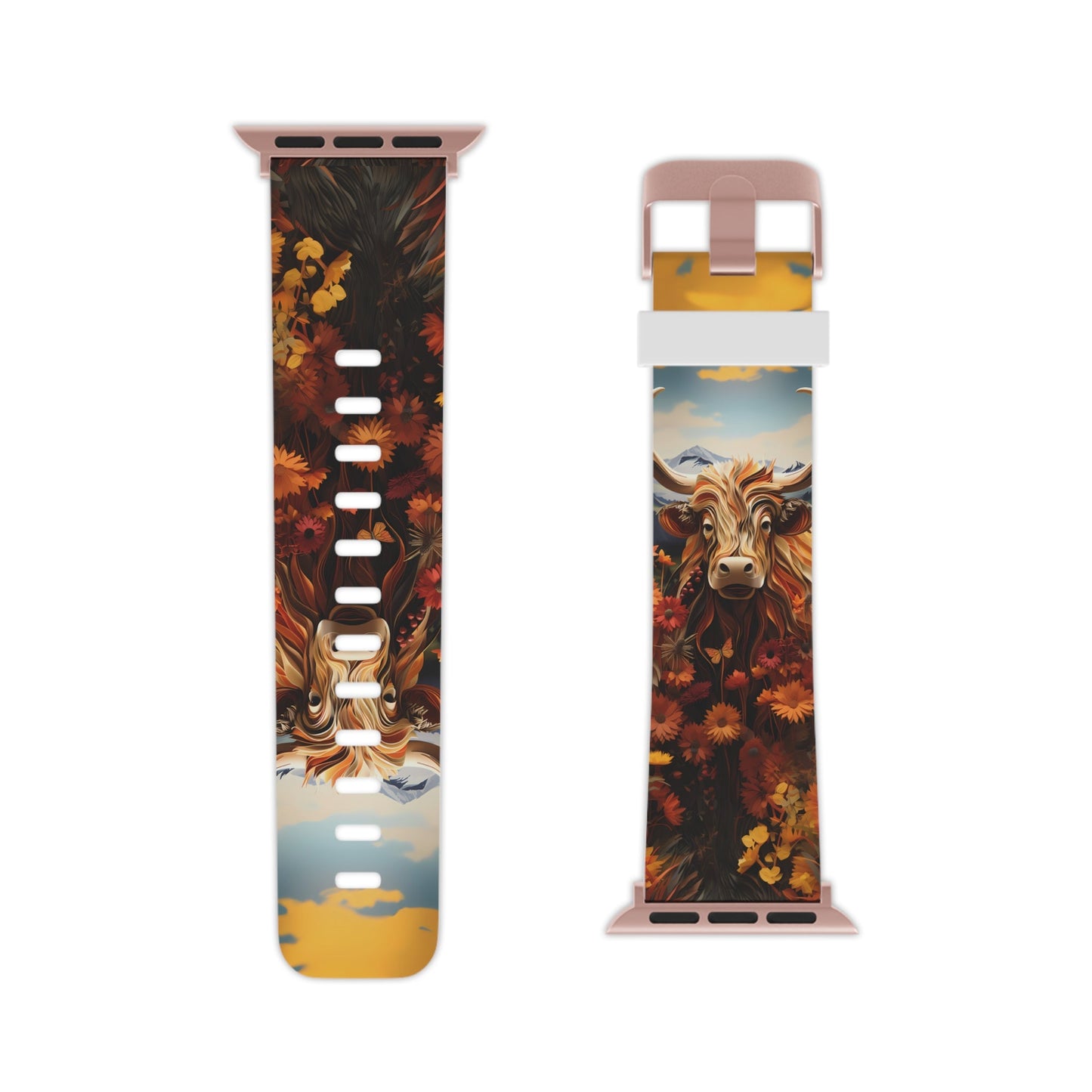 Highland Cow Origami Mountains Apple Watch Band - BOGO Cases
