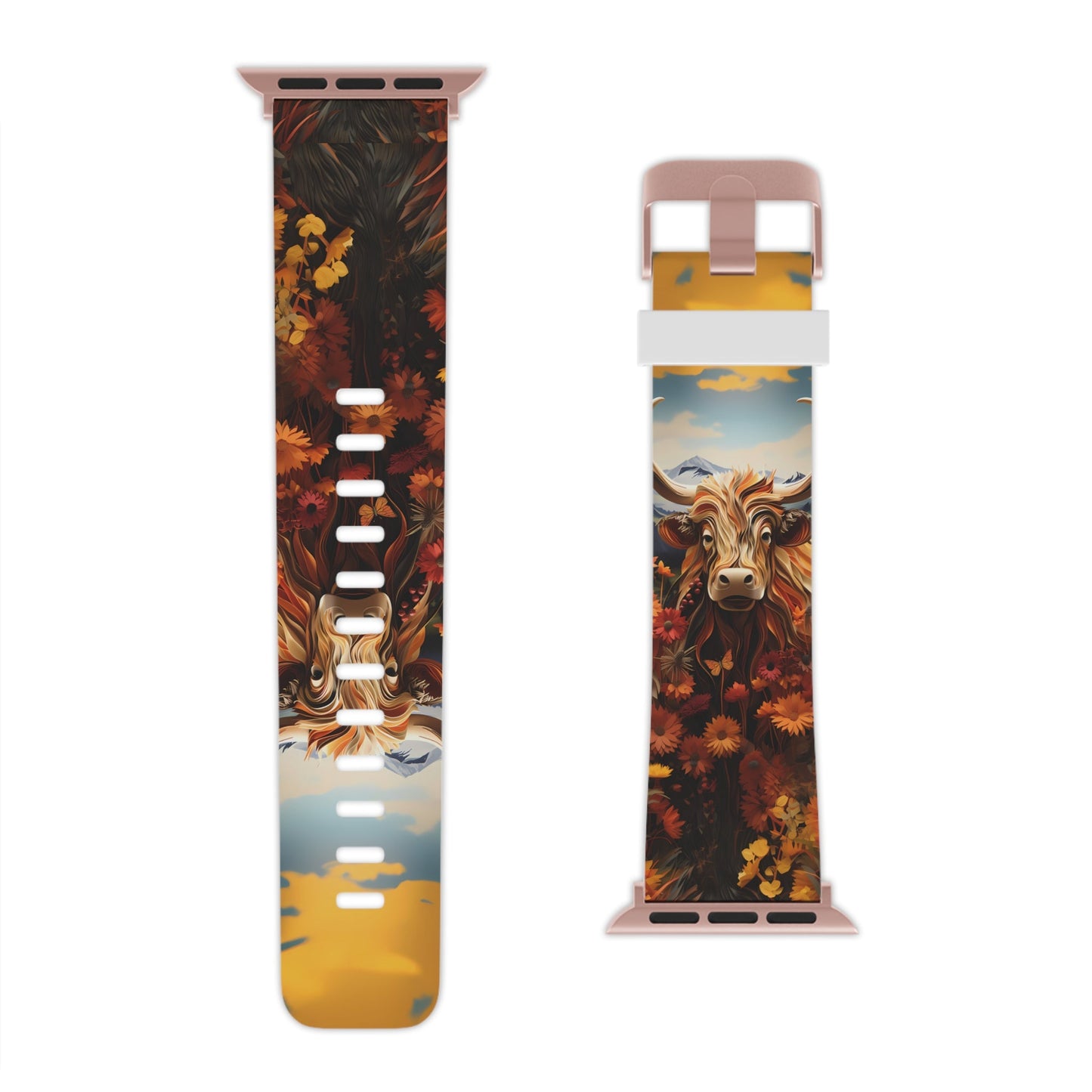 Highland Cow Origami Mountains Apple Watch Band - BOGO Cases