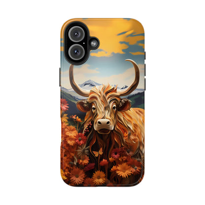 Highland Cow Origami Mountains iPhone Case! - BOGO Cases