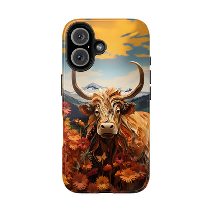 Highland Cow Origami Mountains iPhone Case! - BOGO Cases