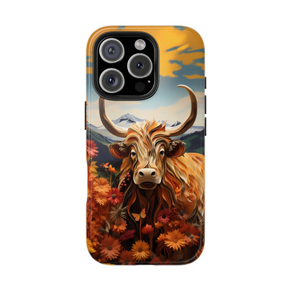 Highland Cow Origami Mountains iPhone Case! - BOGO Cases