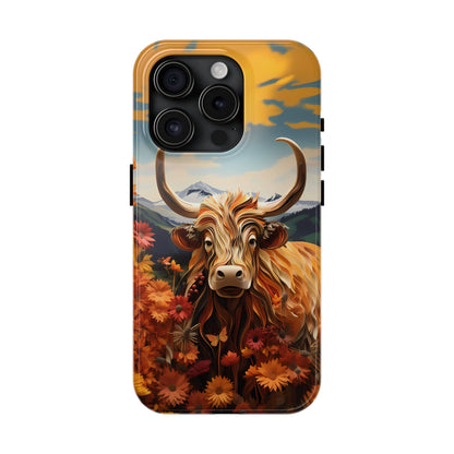 Highland Cow Origami Mountains iPhone Case! - BOGO Cases