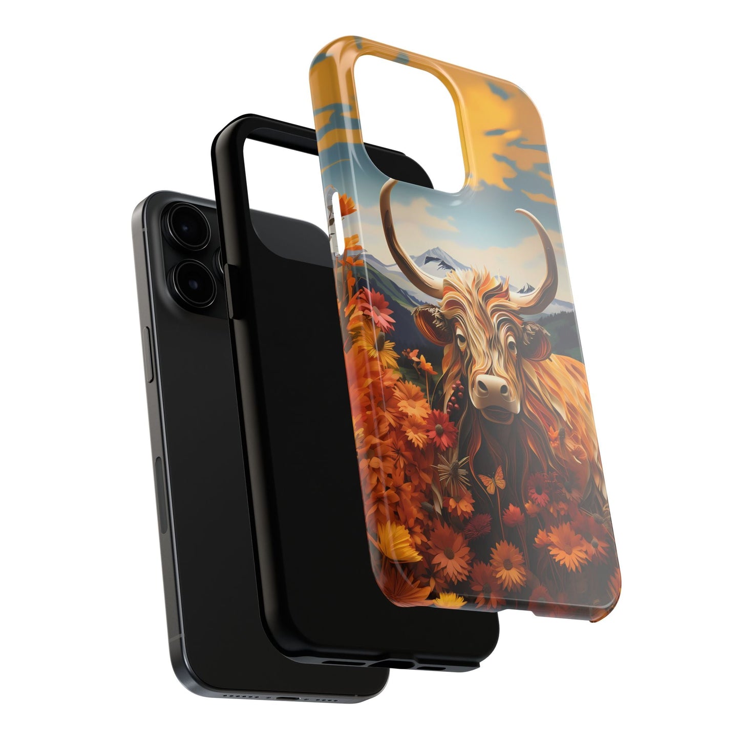 Highland Cow Origami Mountains iPhone Case! - BOGO Cases