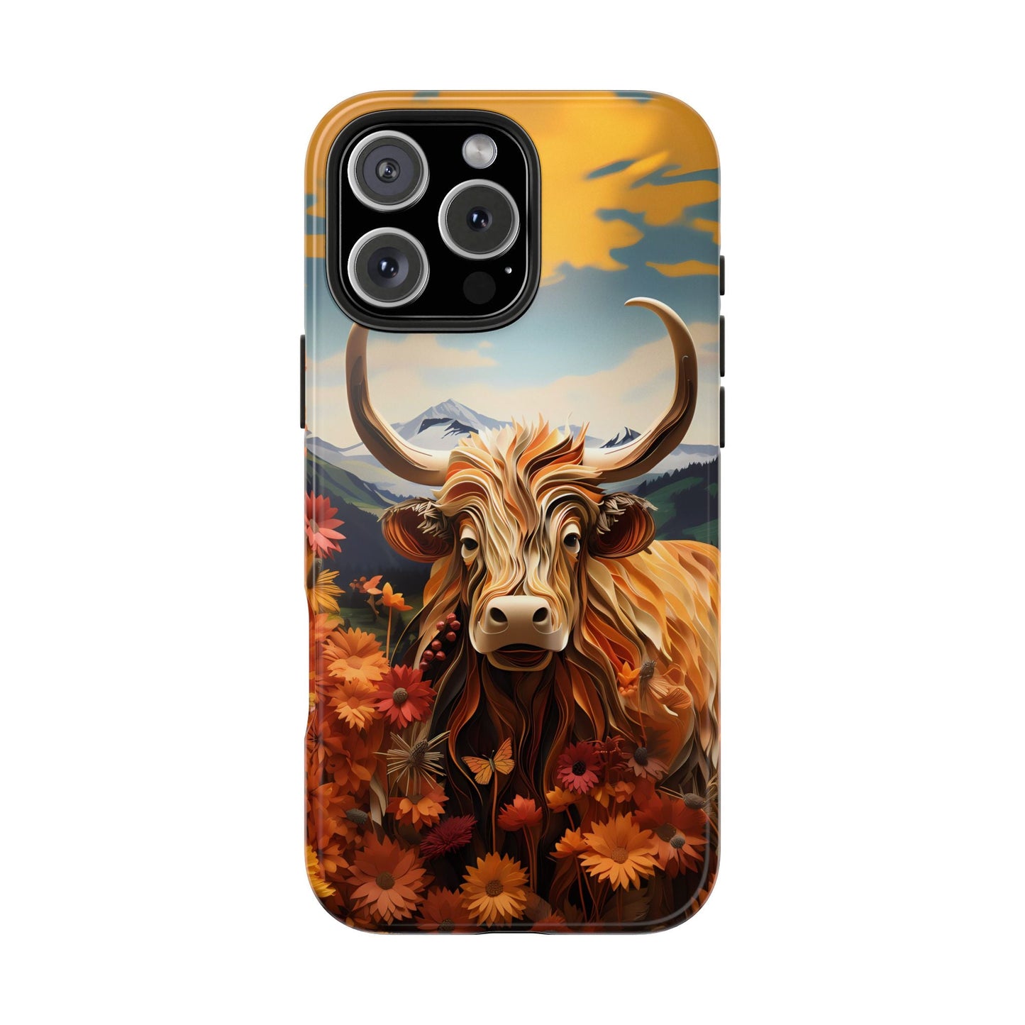 Highland Cow Origami Mountains iPhone Case! - BOGO Cases