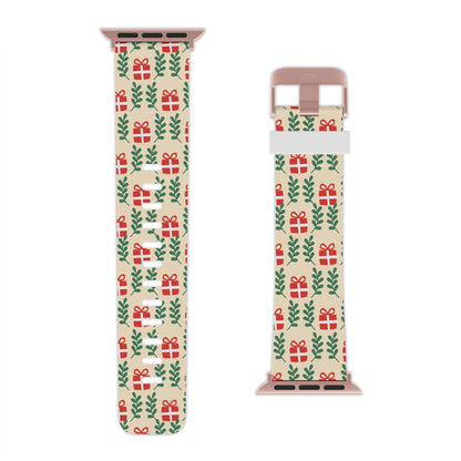  Holiday Cheer Red Gifts & Green Leaves  Apple Watch Band - BOGO Cases