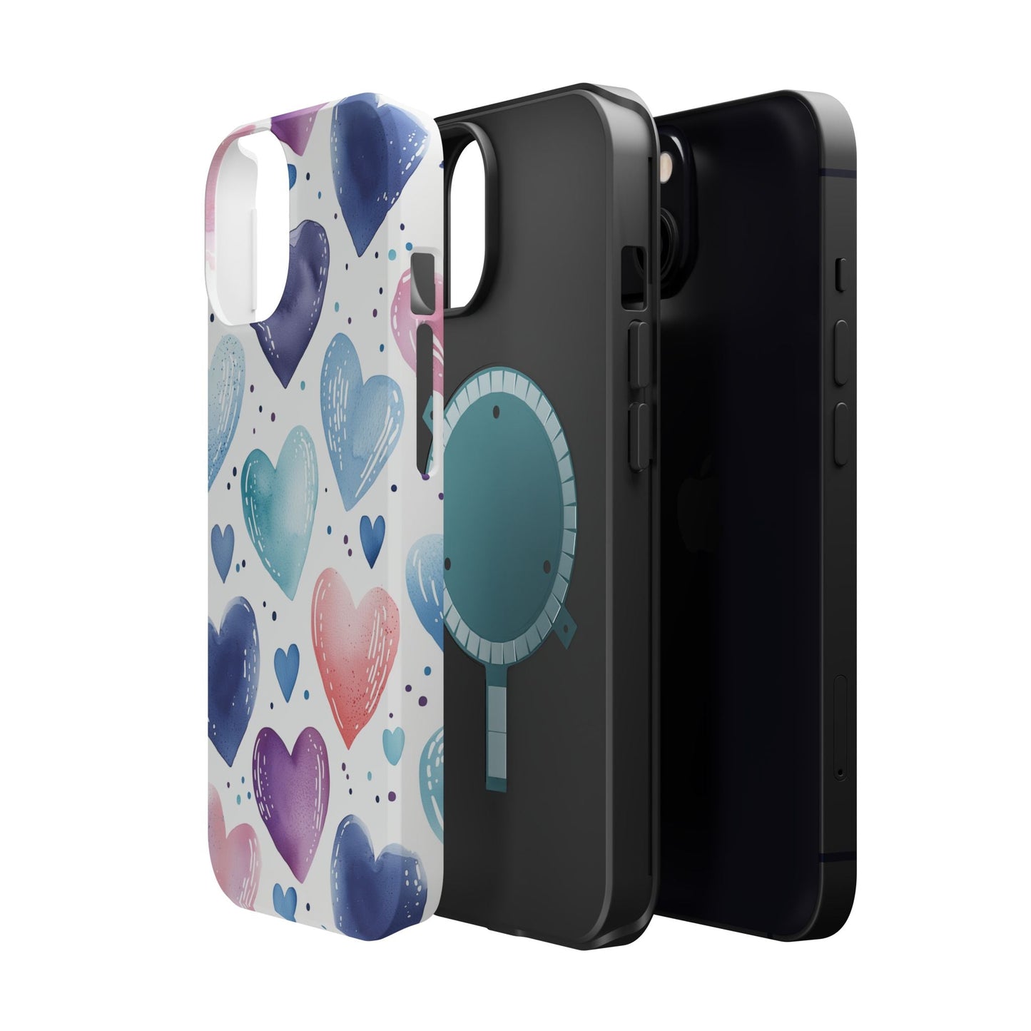 Icy Blue Valentines Watercolor Hearts - MagSafe Compatible Case - BOGO Cases