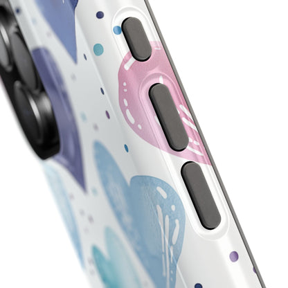 Icy Blue Valentines Watercolor Hearts - MagSafe Compatible Case - BOGO Cases