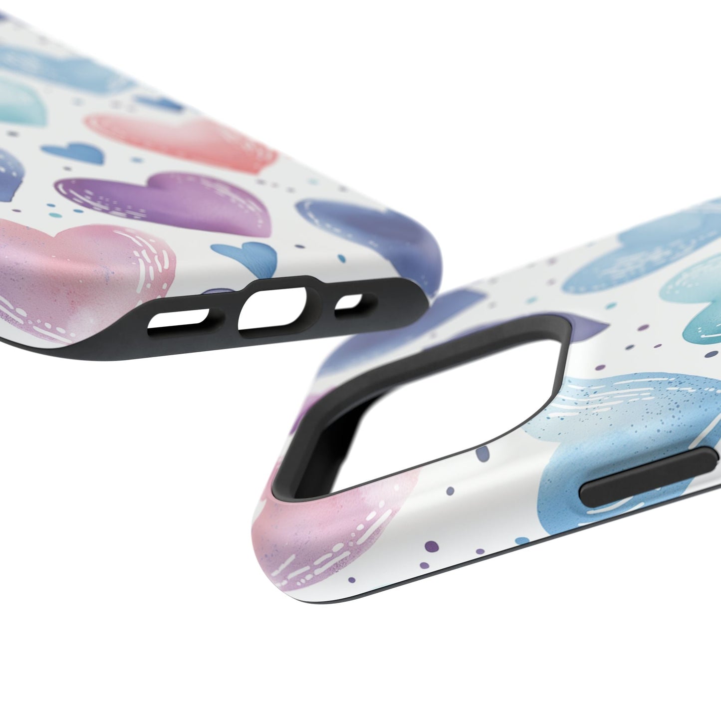 Icy Blue Valentines Watercolor Hearts - MagSafe Compatible Case - BOGO Cases
